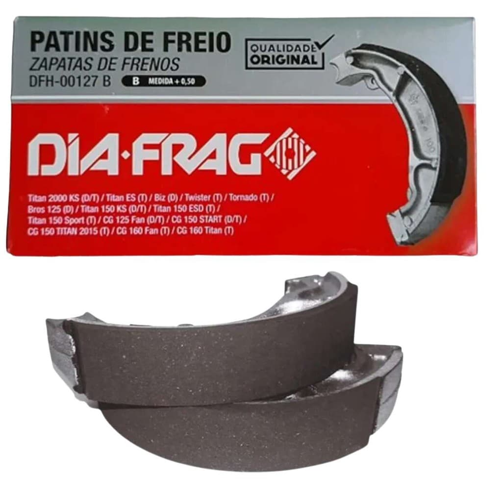 Patim Freio (0,50) Titan 125/150 /Tras Pcx 150 /Cbx 250 /Cb 300 Diant/Tras Diafrag