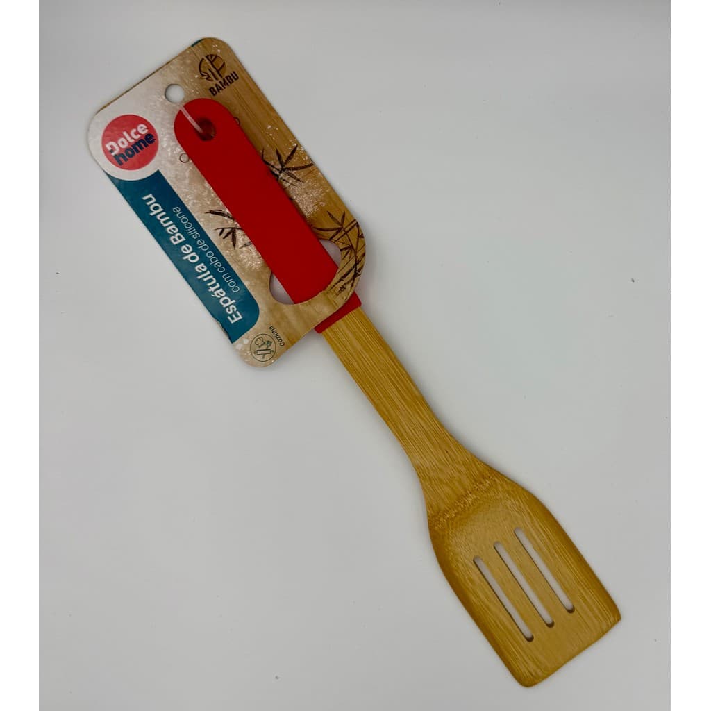ESPATULA VAZADA DE BAMBU BASE DE SILICONE
