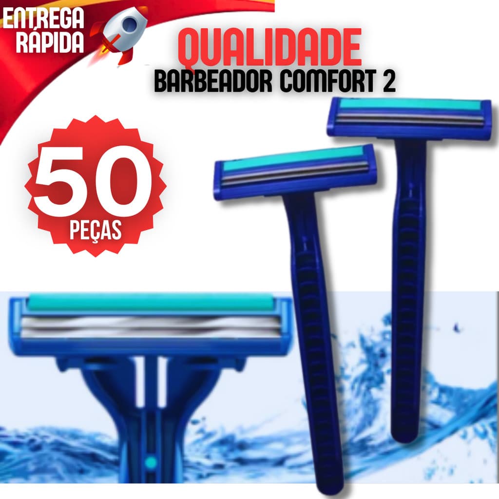 Kit 50 Aparelho De Barbear Barbeador Gilette Descartável Com 2 Lâminas Barbeiro Cabelereiro