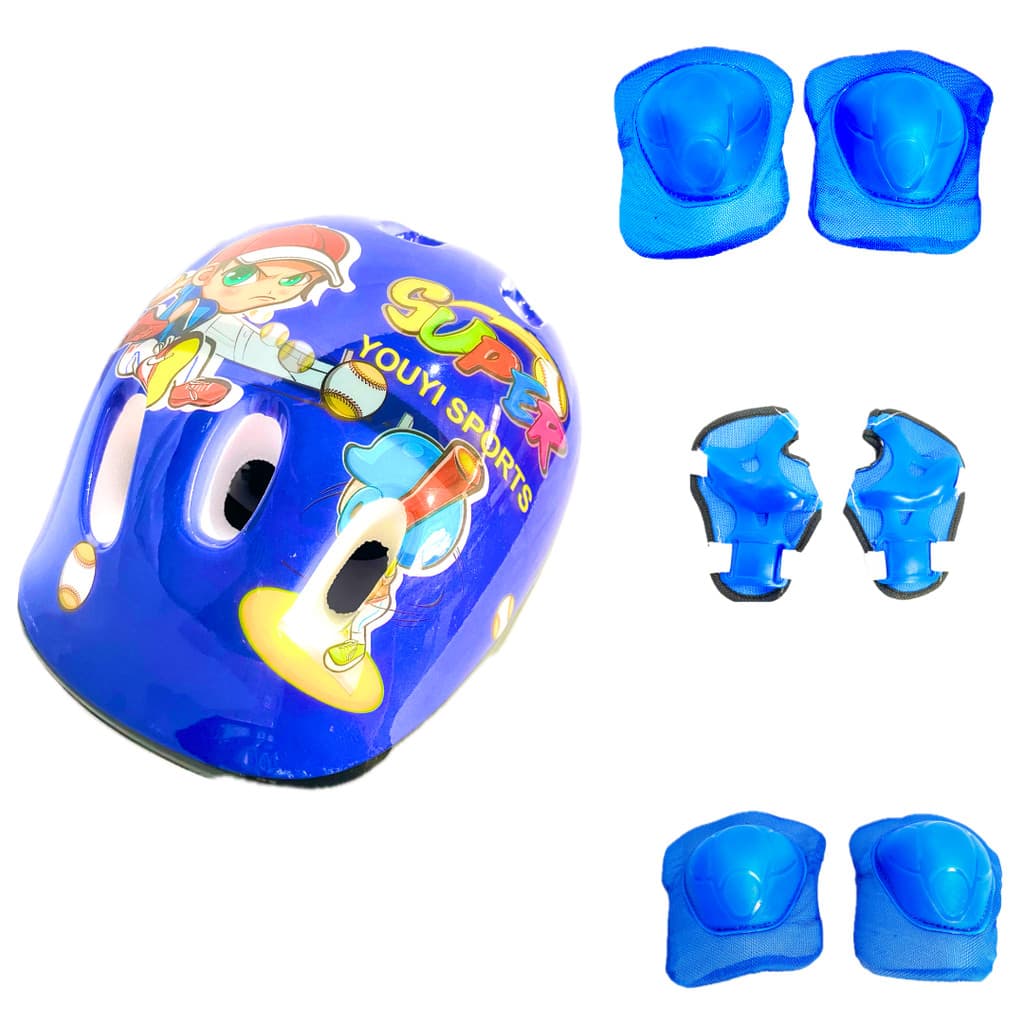 Kit Capacete Infantil + Joelheira E Cotoveleira Azul - Imp