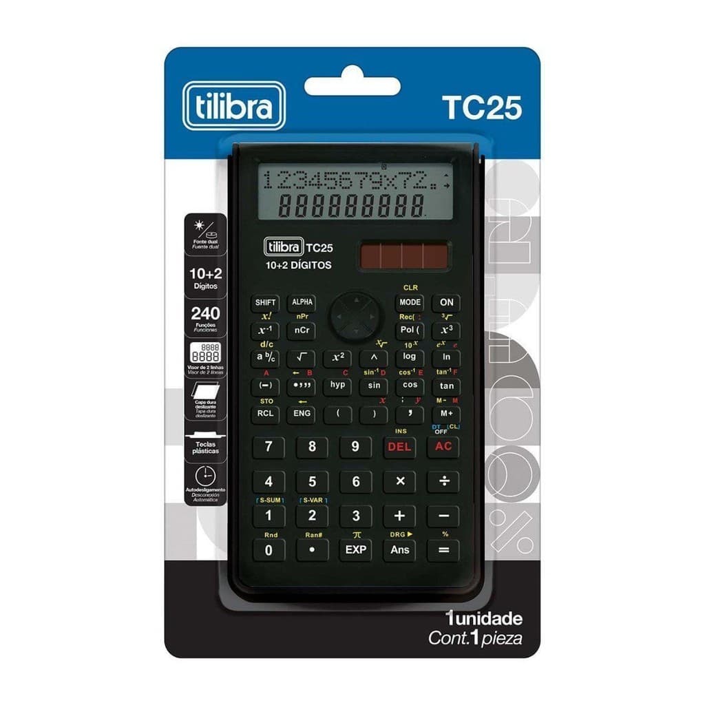 Calculadora Científica 240 Funções Preta TC25 Tilibra