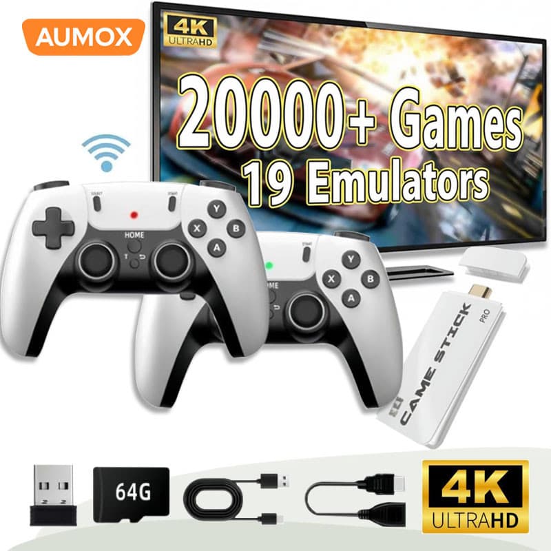 GameStick M15 Pro Mini Videogame Portátil 64GB HDMI com 2 Controles Sem Fio + 35.000 Jogos