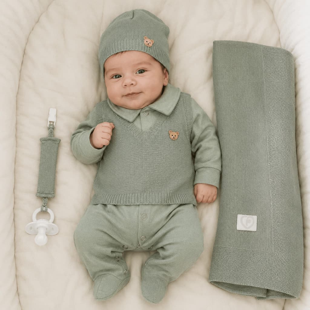 Kit Saída de Maternidade Tricô Premium Menina ou Menino - Envio Imediato