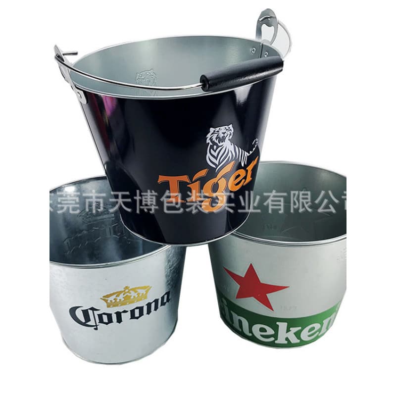 Balde de gelo de produção em massa 5 litros 8 litros bar barril cerveja balde de gelo portátil balde de Metal galvanizad