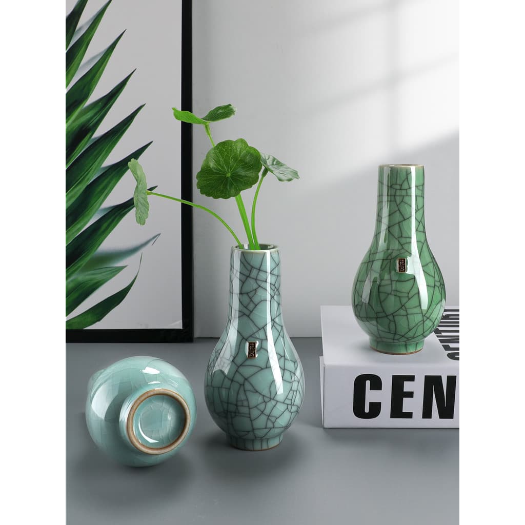 Beijos casa arranjo de flores retas Longquan Desktop decoração da sala de chá simples chinês arranjo de flores secas peq