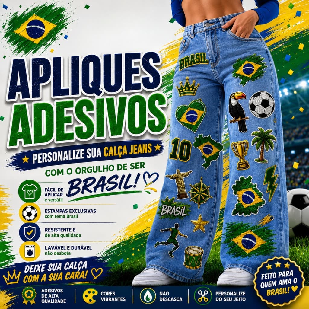 Adesivo Exclusivo DTF Copa do Mundo BRASIL Termocolante Camisa Pronto Para Estampar