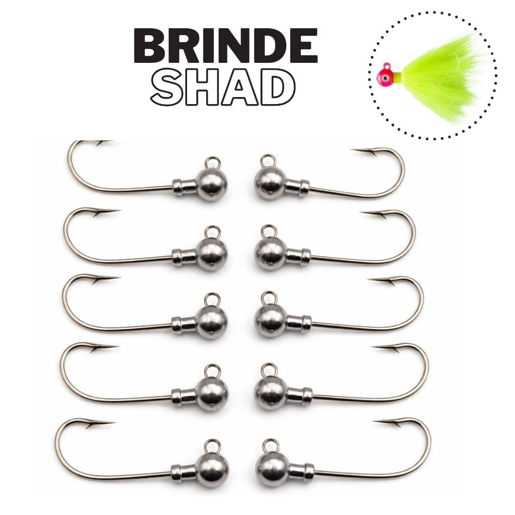 Jig Head Anzol Pesca Kit 10un Atado Two Jig de pescoço  de Pena Robalo Tucunaré Traíra Isca Artificial