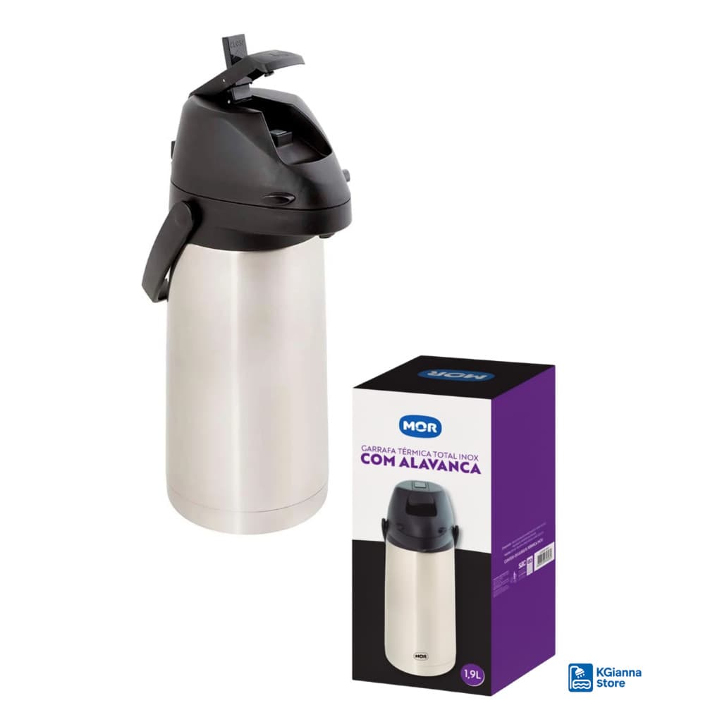 Garrafa Térmica Resistente Air Pot Mor 1,9L Com Alavanca Inox Café Chá Premium