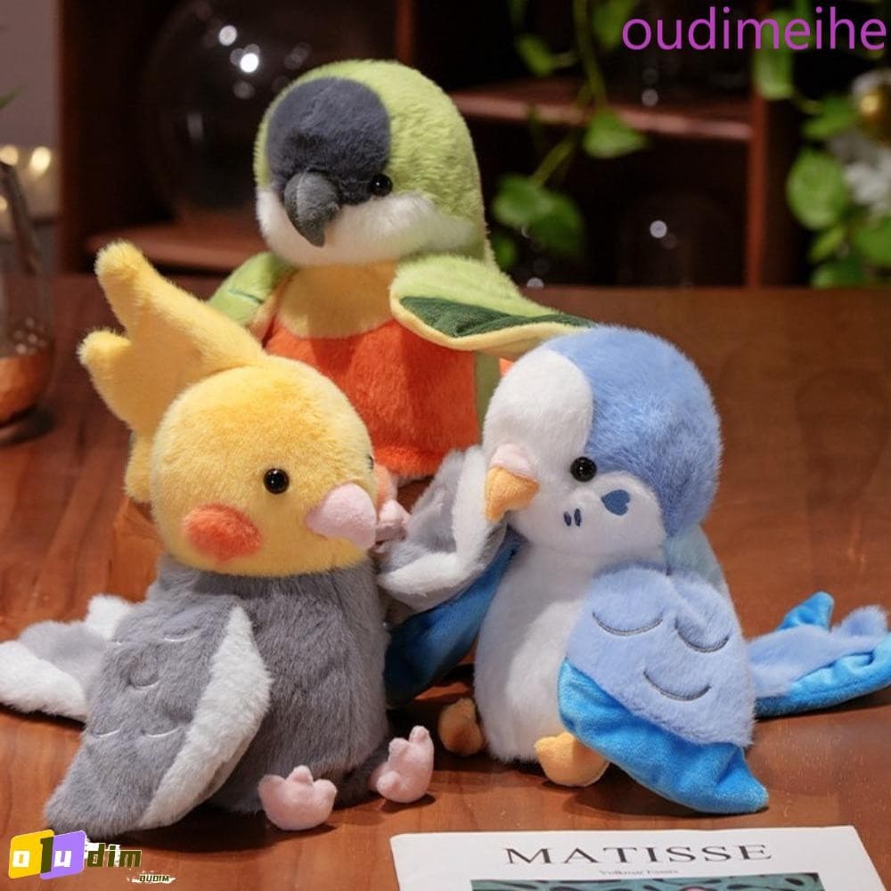 OUDIMEIHE Pássaro Macio Boneca De Brinquedo De Pelúcia , Periquito Pai-Filho Interativo Papagaio Cosplay Calopsita