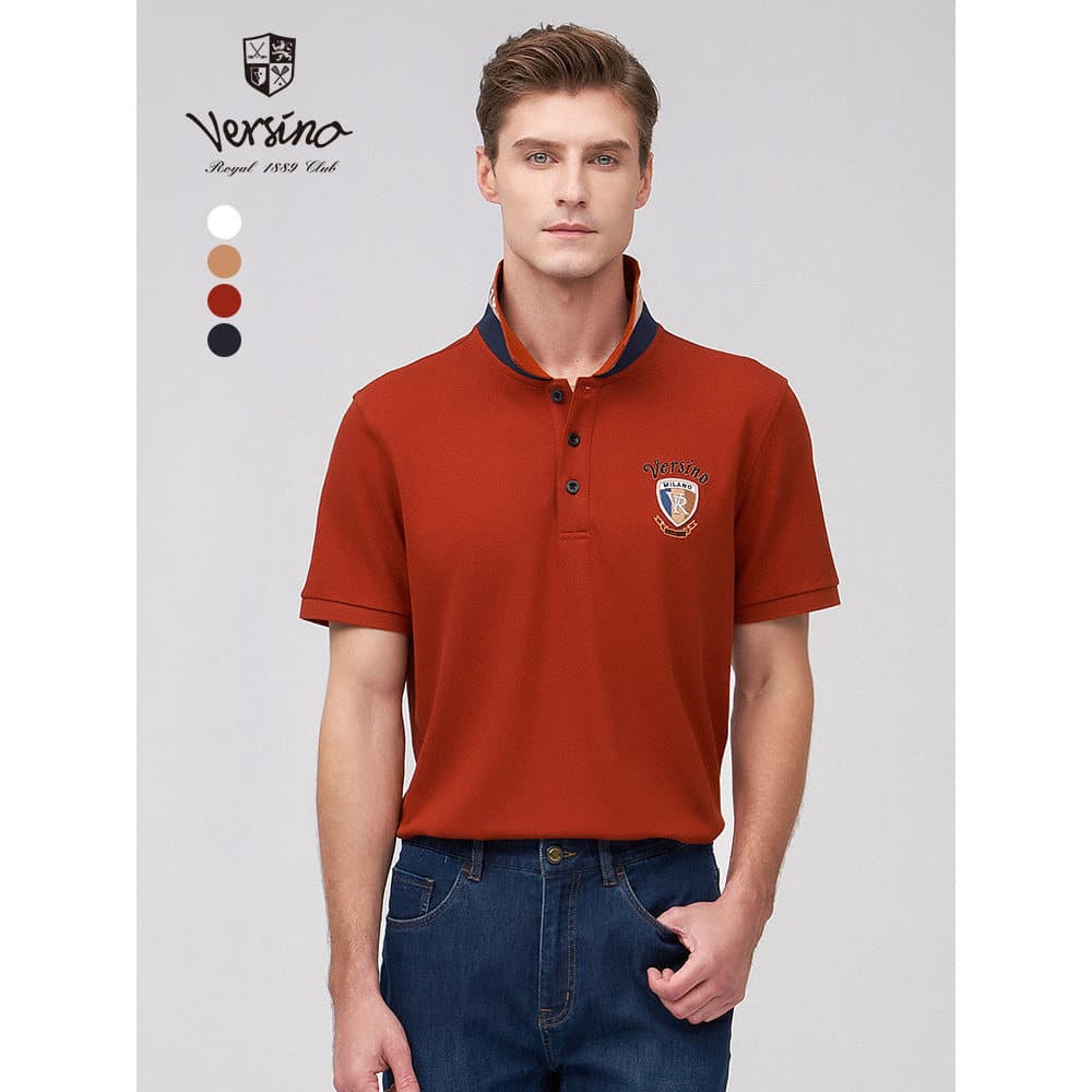 [Algodão respirável atualizado] versino versino camiseta masculina verão negócios camisa POLO de manga curta masculina
