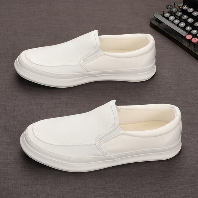 Pequenos sapatos brancos masculinos primavera outono estilo All-Match baixo-Top respirável um Pedal de sola grossa pregu