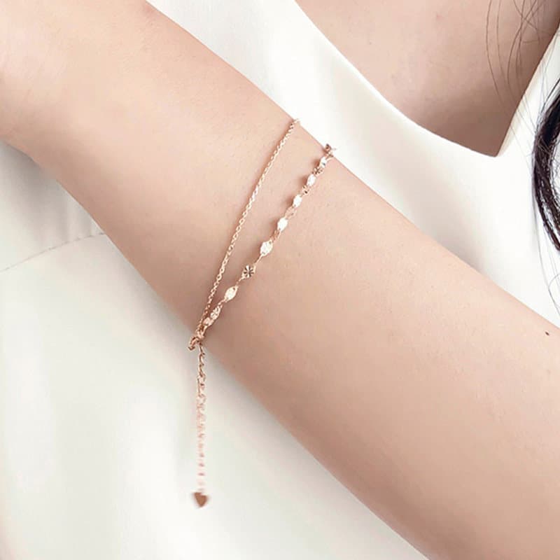 pulseira feminina pulseira Corrente de onda de água em ouro rosa simples versão coreana feminina 18k