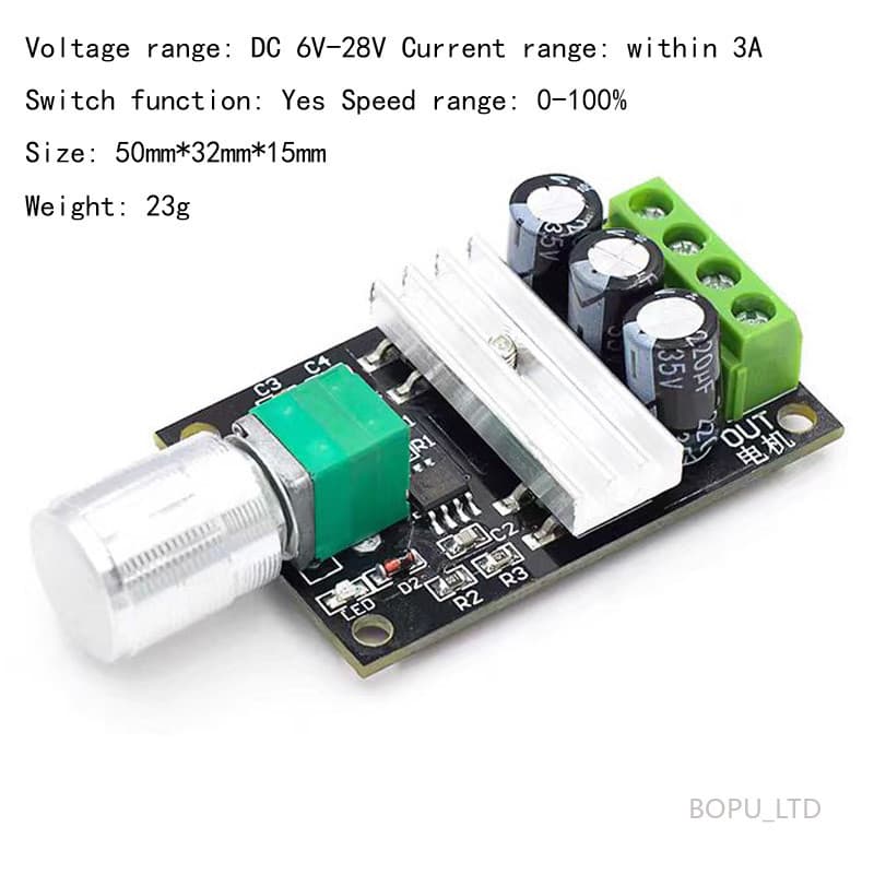 Controlador De Velocidade Do Motor 3A PWM DC 6V12V24V28V Módulo De Acionamento De Função De Interruptor De Controle 1203