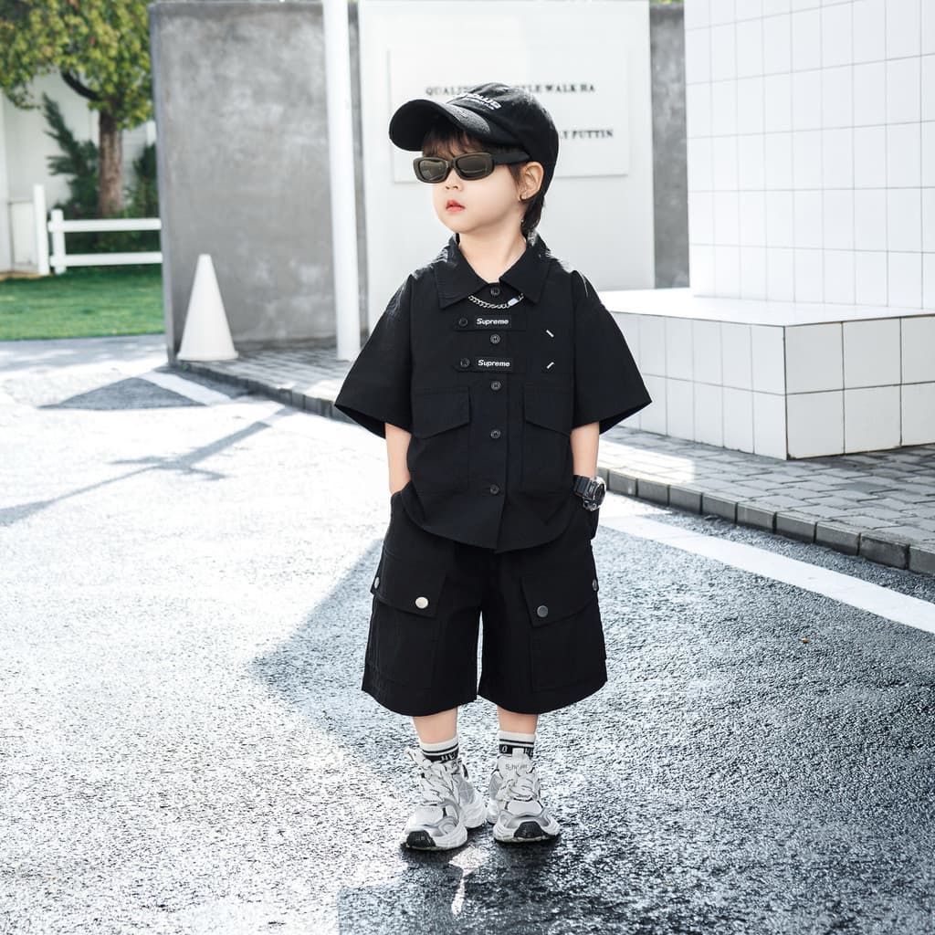 Meninos verão simples cor sólida fina lapela camisa terno pequeno médio crianças terno de duas peças
