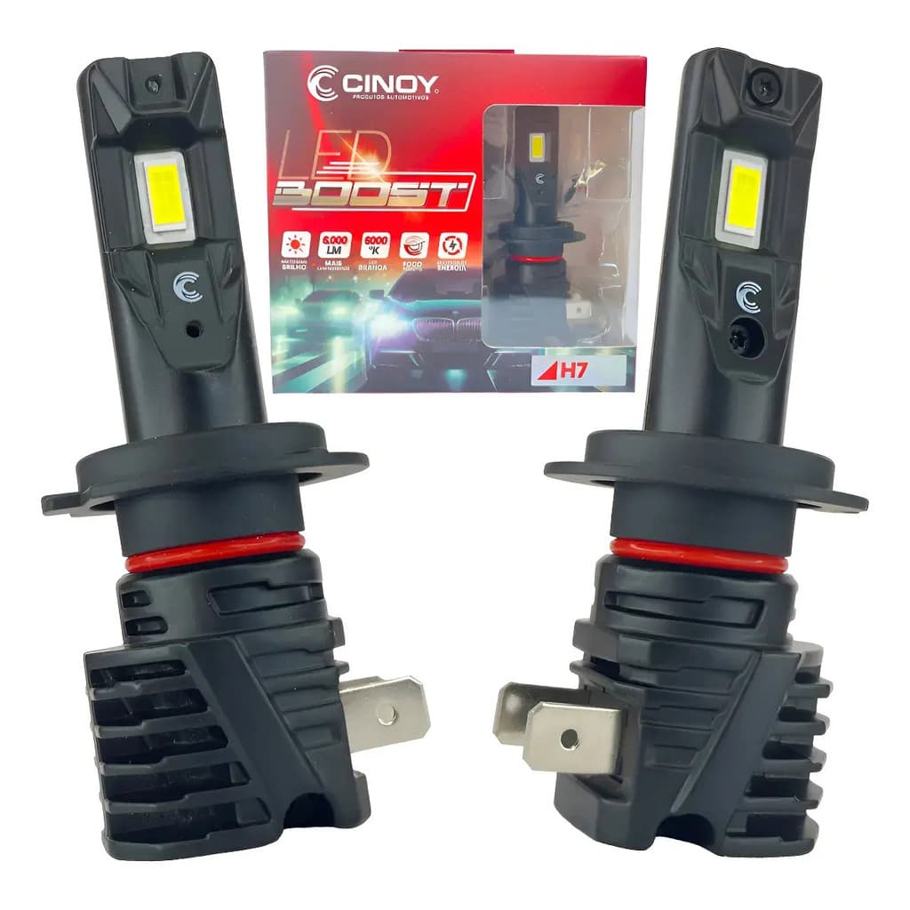 Lâmpada Ultra Led Boost Cinoy H7 6000 Lumens 6000k Só Plugar