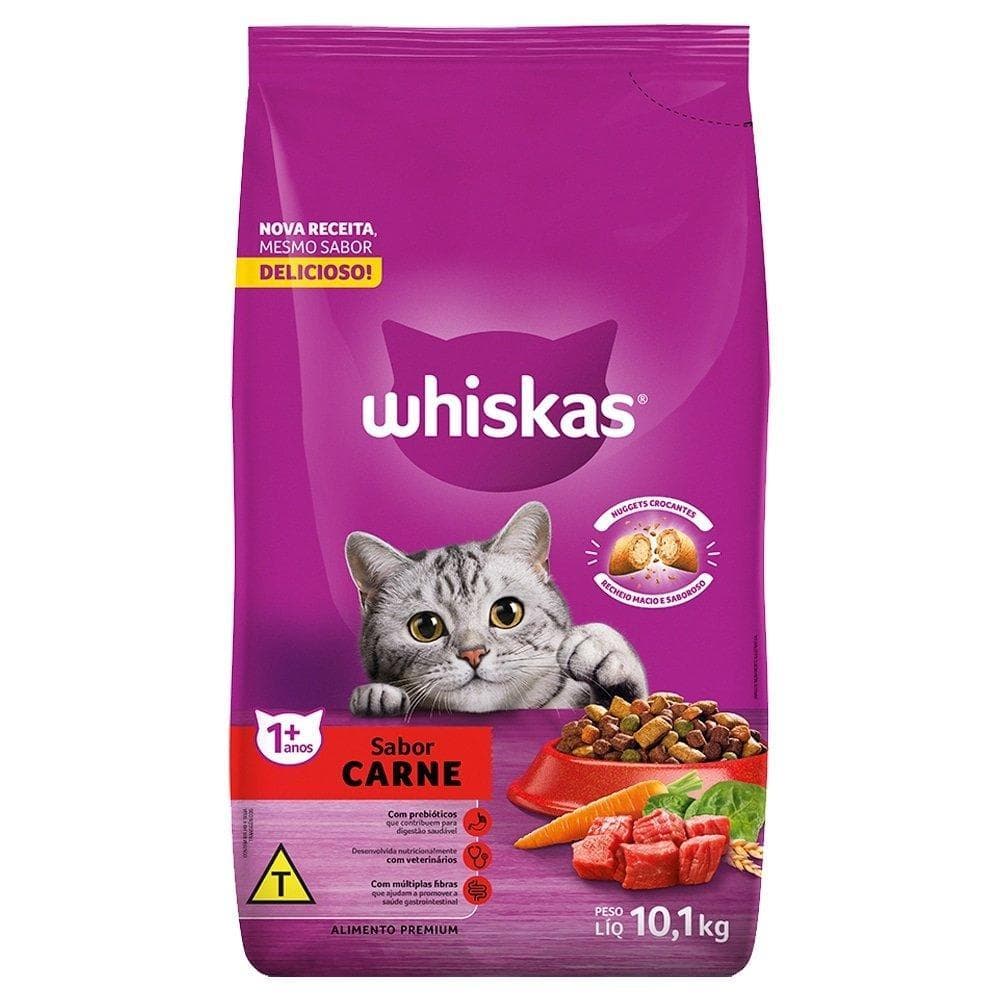 Ração para Gato 10,1Kg Whiskas Premium Carne com Delicrocs