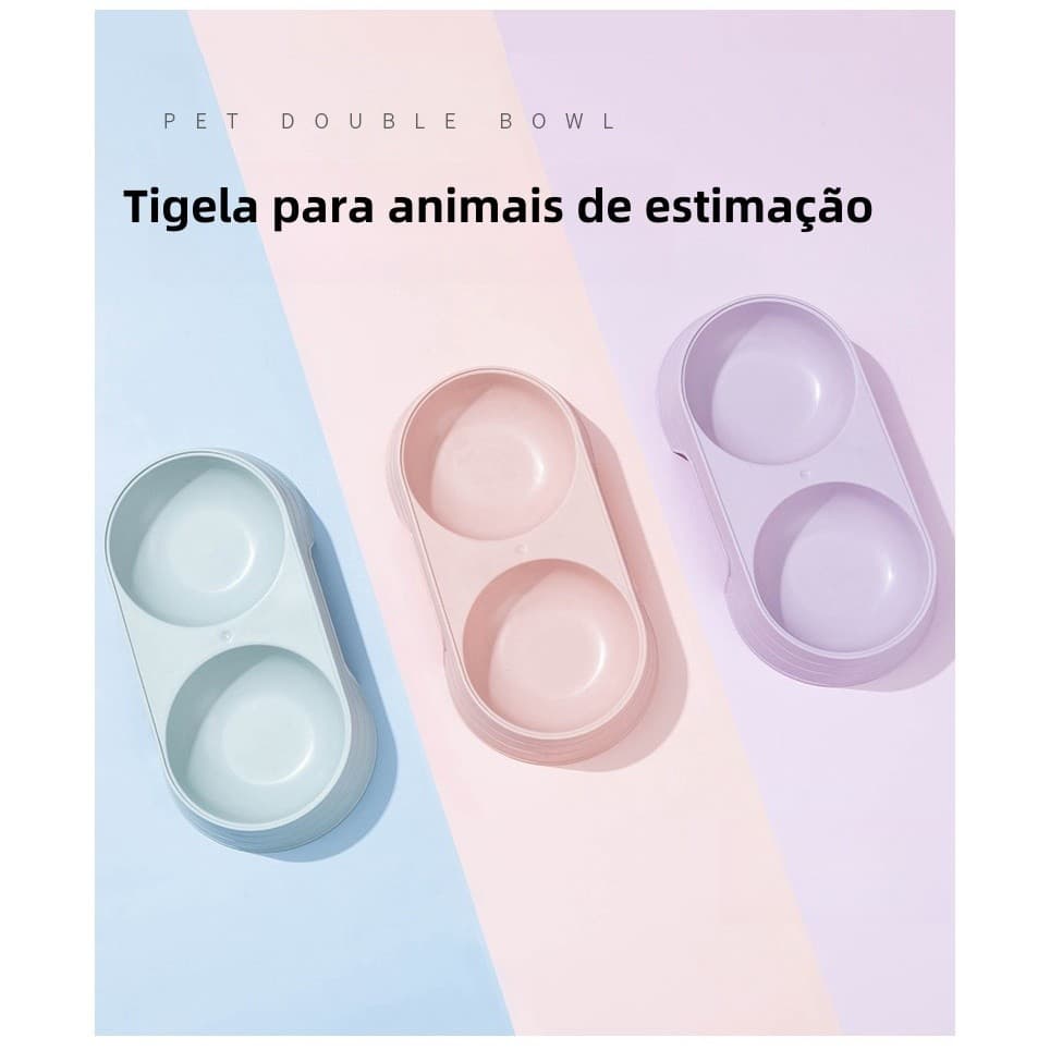 Comedouro tigela dupla  em plástico para pet  animais cachorro gato