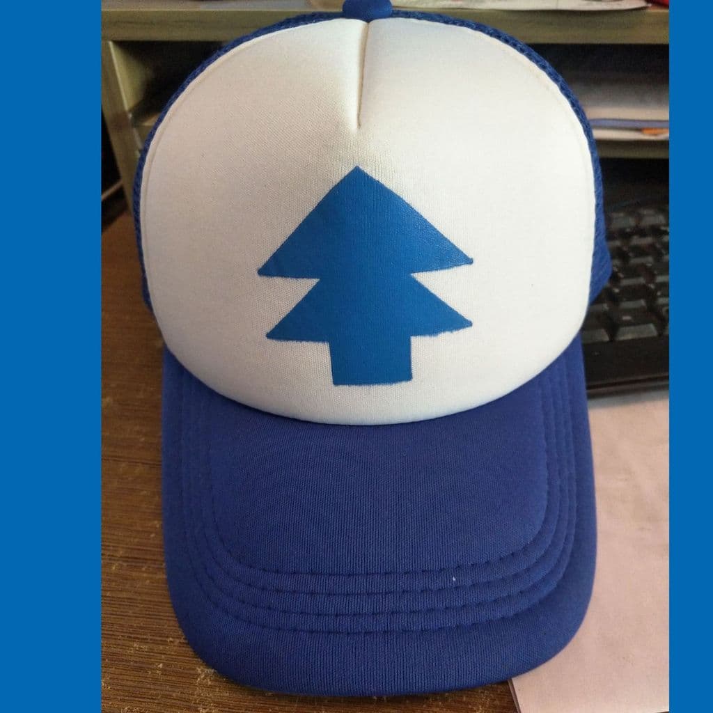 Novo boné de gaze engrossado, boné de rede de esponja endurecida, padrão de árvore de natal, safira, azul e branco, boné