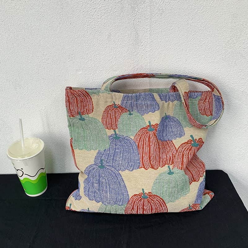 Original arte fresca Retro abóbora bordado bolsa de lona tecido Jacquard bolsa de ombro nicho Design bolsa