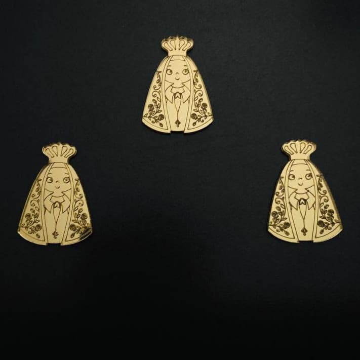 Aplique Santa Nossa Senhora Rostinho 4cm Acrílico Espelhado - Kit com 10 unidades