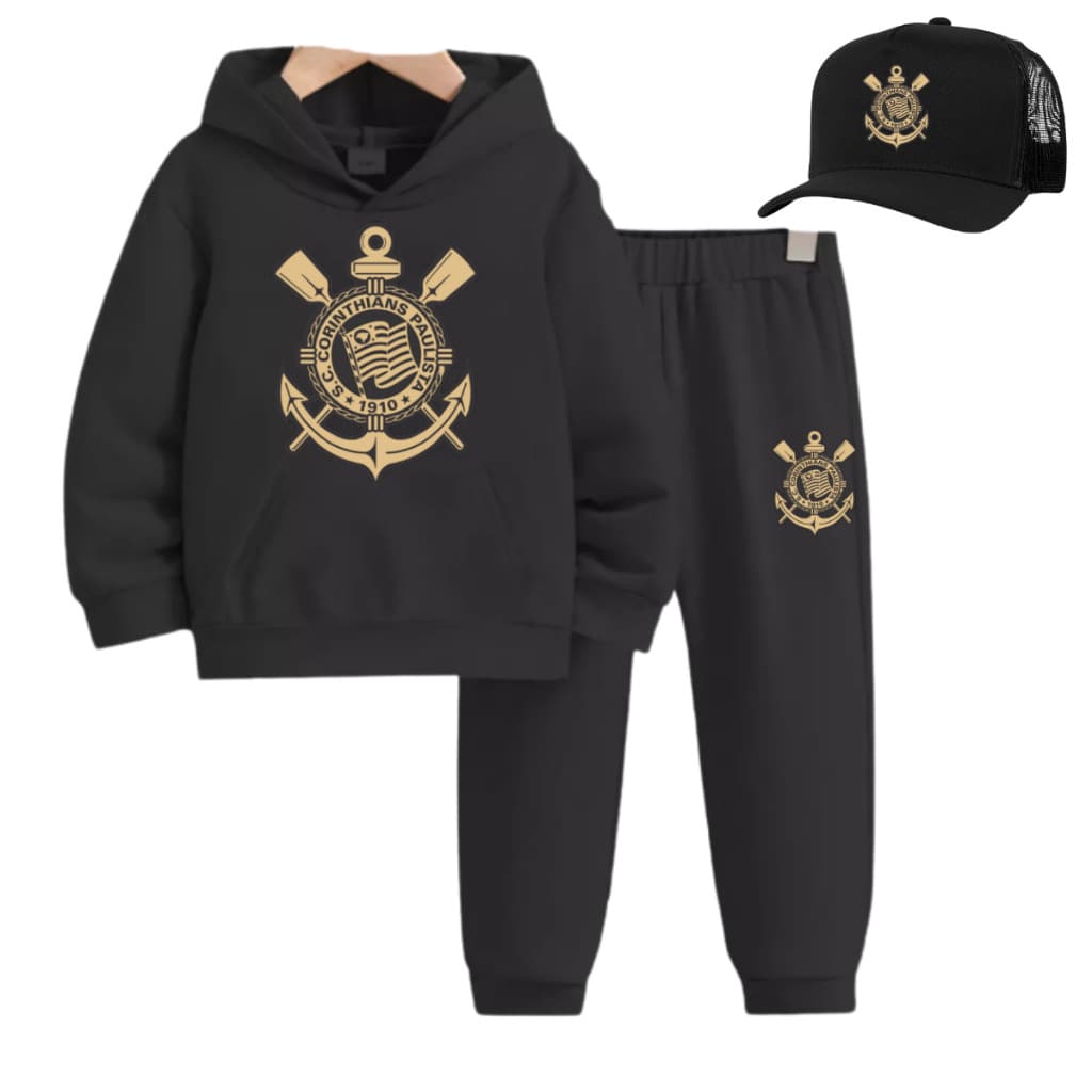Conjunto de moleton infantil e juvenil Todo Poderoso tamanho 4 ao 16 + bone