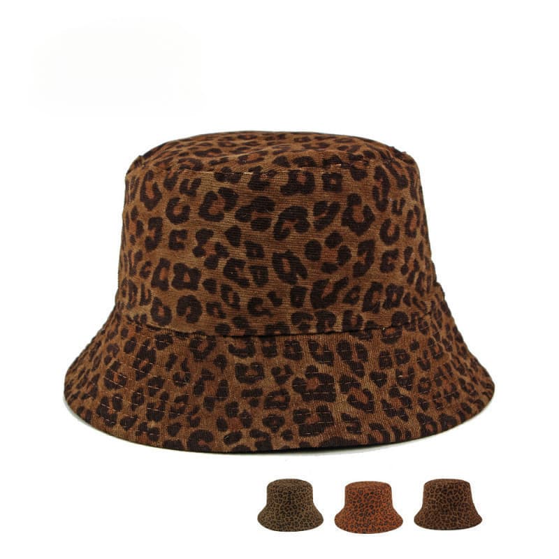 Outono inverno leopardo impressão balde chapéu ao ar livre guarda-sol balde chapéu Casual balde chapéu