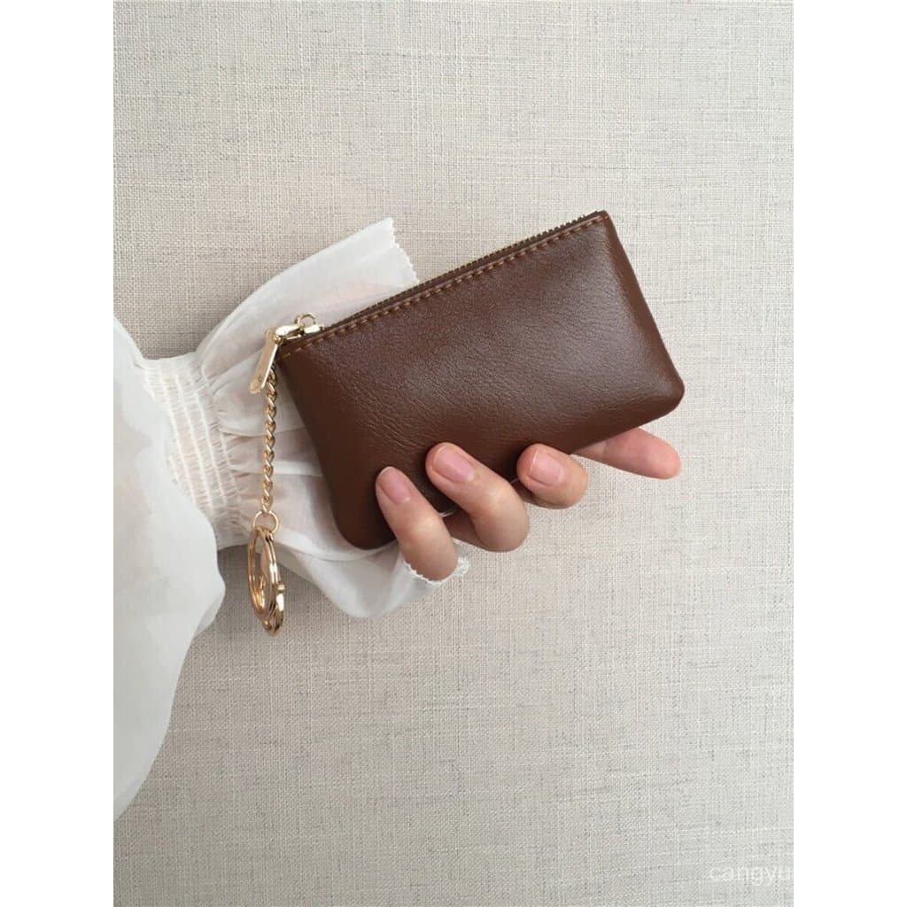 Nova bolsa vintage para chaves feminina, porta-moedas compacto com zíper, bolsa fina para chaves, bolsa para batom, port