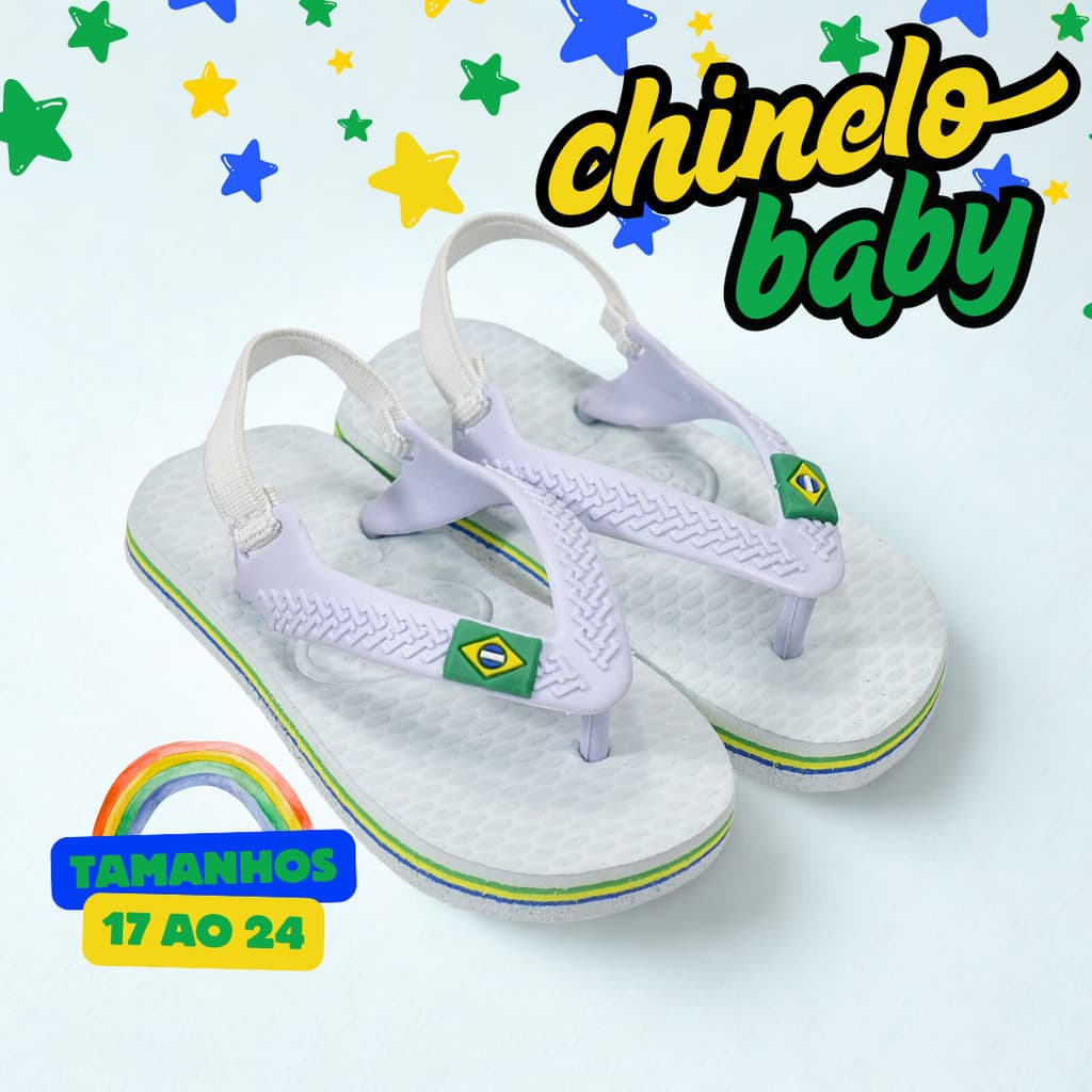 Chinelo Baby Brasil Menino Menina Antiderrapante Leve Confortável Com Elástico