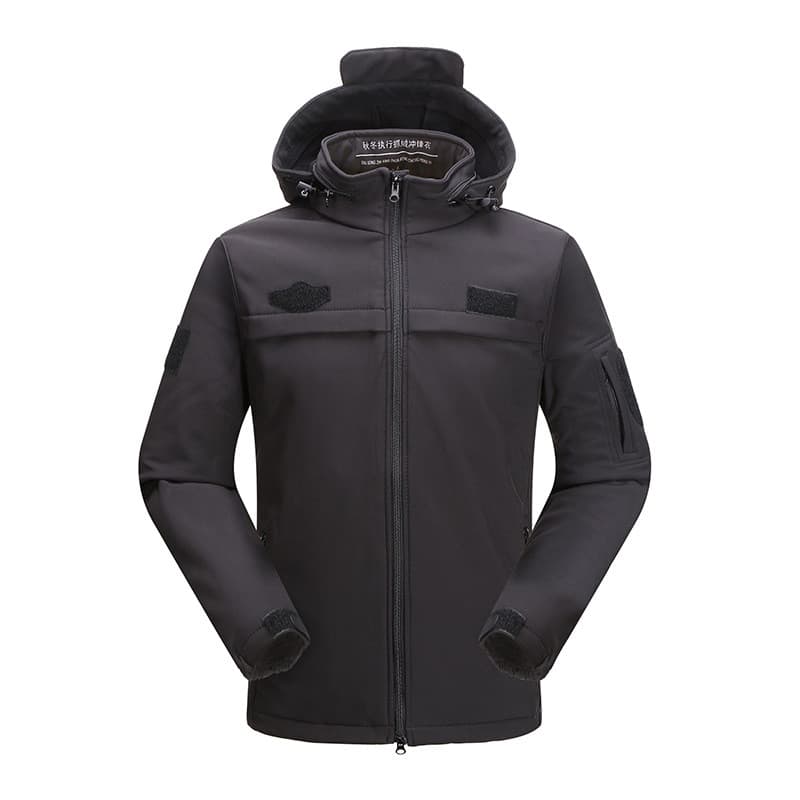 Novo produto Soft Shell Commuter navio de guerra jaqueta preta serviço de segurança embutido velo quente blusão tático c