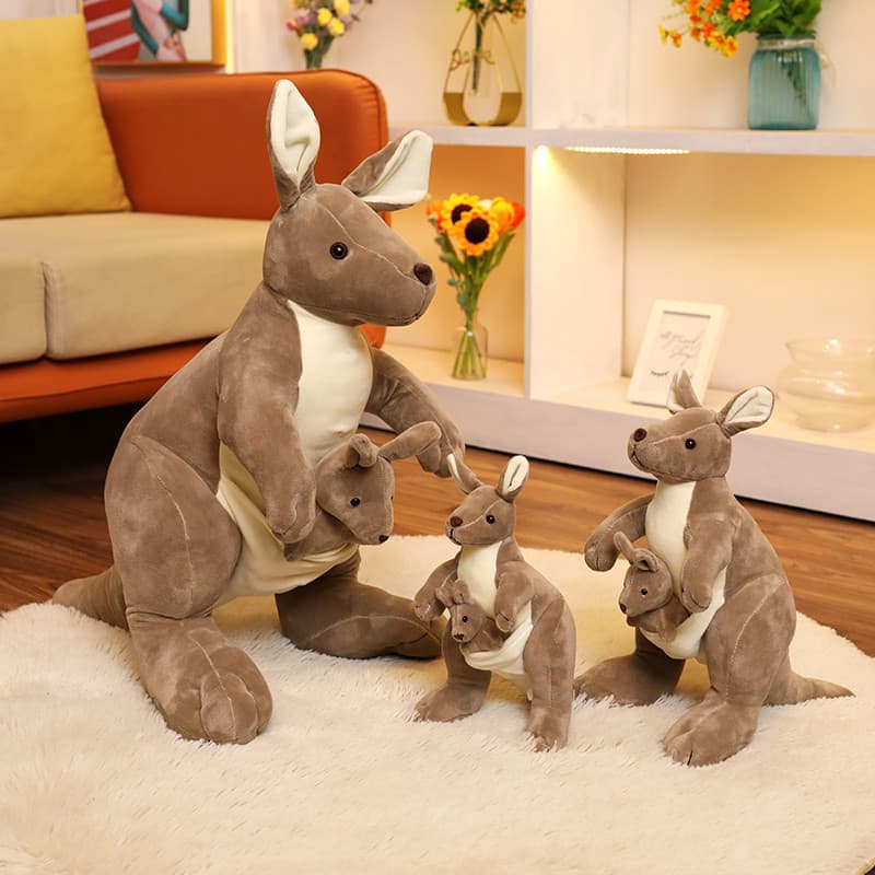 Bonito canguru australiano brinquedo de pelúcia mãe criança canguru boneca simulação Animal boneca pai-filho presente de