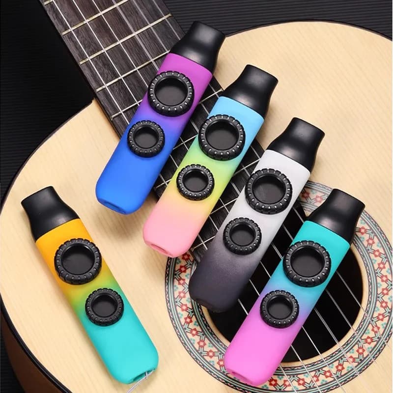 Kazoo de Dois Furos com 10 Membranas de Flauta, Fácil de Aprender, Instrumento Divertido e Original para Bandas, Apresen