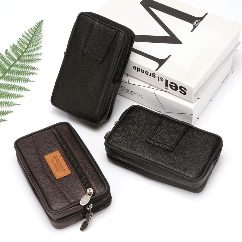 1 unidade de carteira organizadora masculina em couro PU - Porta-cartões e celular com múltiplas camadas, espaçosa para