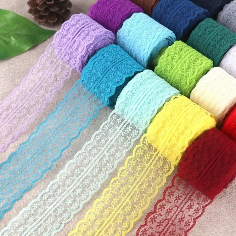 Fita de Renda de 4,5cm 10 Metros/Rolo Branco Preto Rosa Vermelho Azul Verde Roxo Bege Laranja Amarelo Borgonha Café Fita