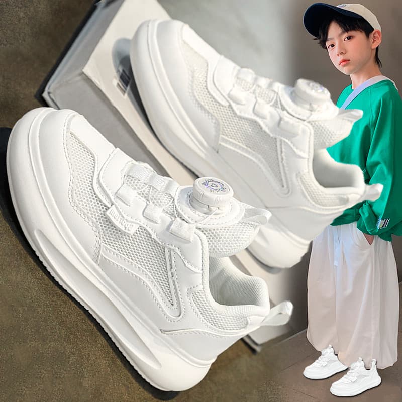 Crianças sapatos brancos jardim de infância meninos sapatos primavera outono estilo malha respirável estudantes do ensin