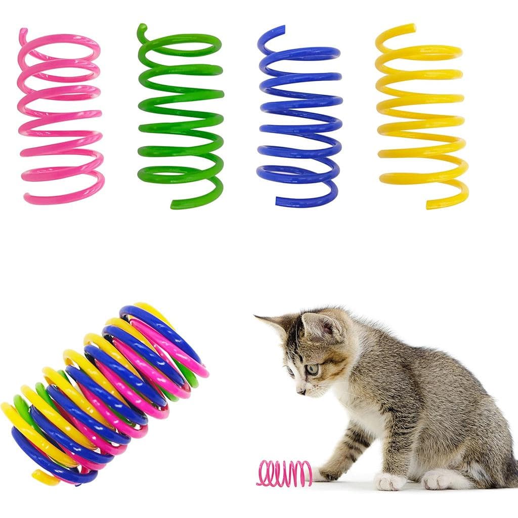 Brinquedos de Mola para Gatos, 30 Pacotes, Brinquedos de Mola Coloridos de Plástico para Gatos e Gatinhos, Brinquedos In