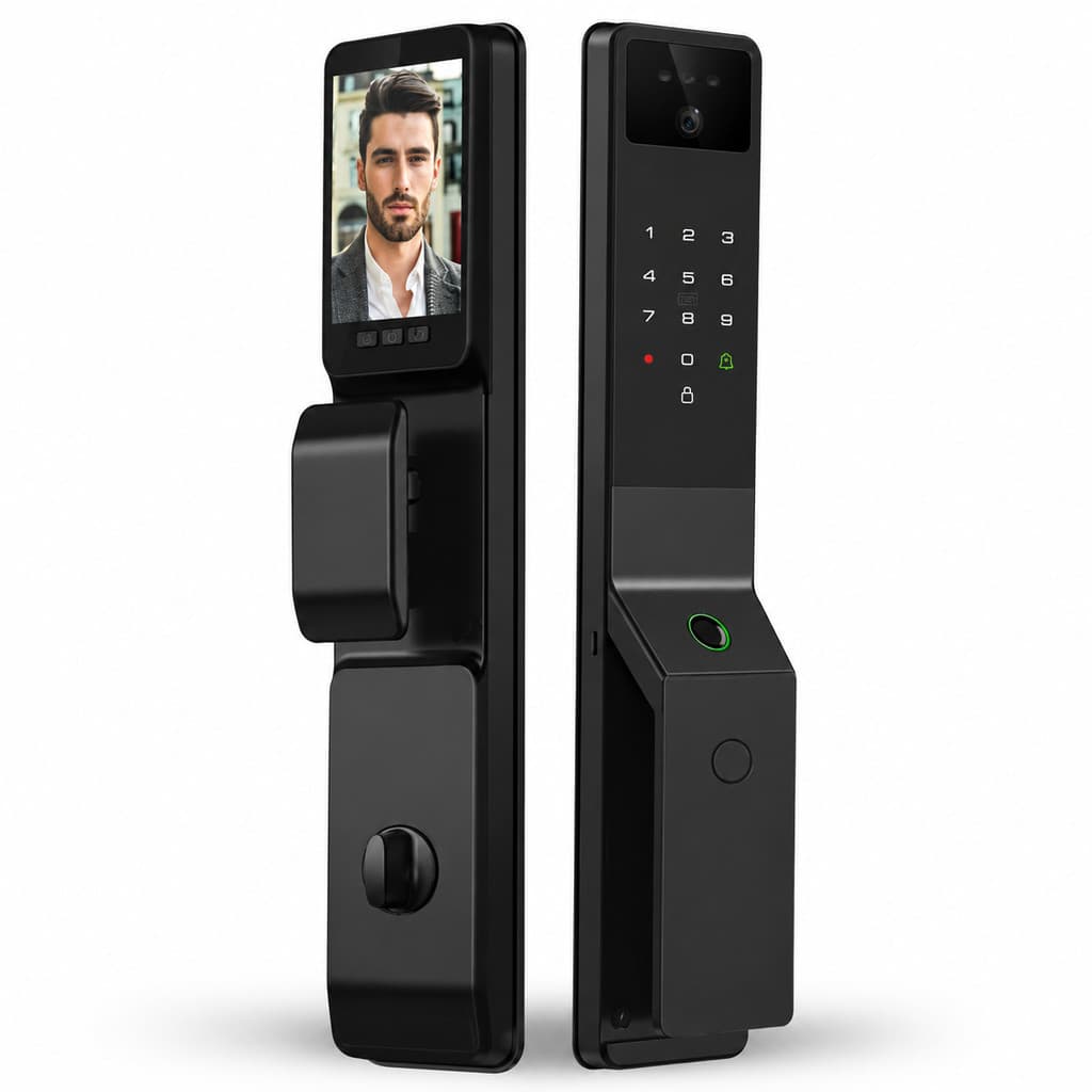 Fechadura Digital Reconhecimento Facial Biometria Senha Cartão WiFi App Chave Emergência Segurança ALPHA-216
