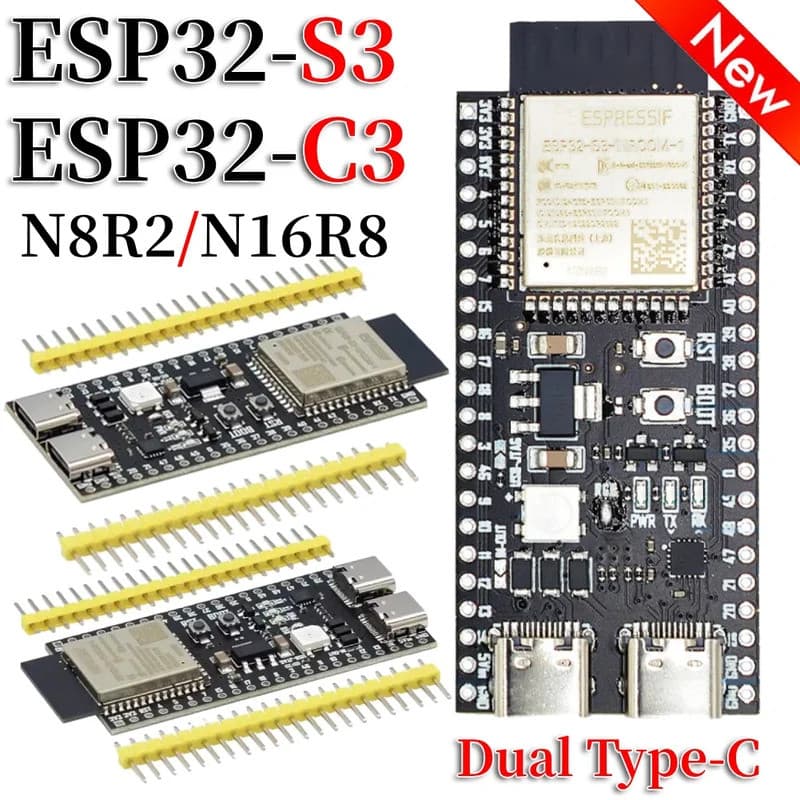 Placa de Desenvolvimento ESP32-S3 com Módulo Wifi e BT para Arduino IDE ESP32-S3-WROOM-1 N16R8 N8R2 44Pin Tipo-C 16MB Fl