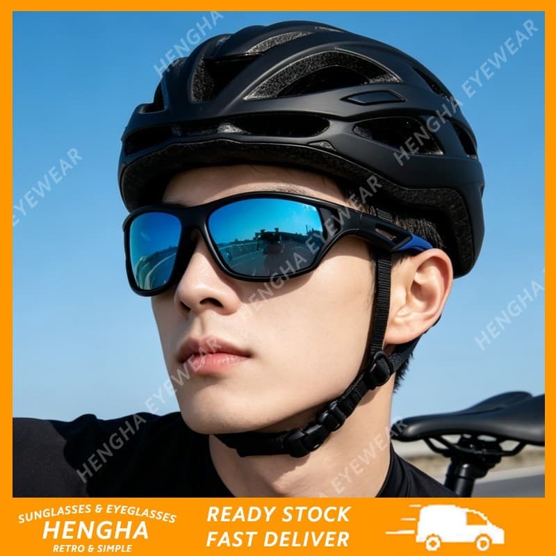 (HENGHA) Estilo Esportivo Tático Polarizado Lente HD Unissex Esportes Aero Ciclismo Condução Óculos De Sol Nova Chegada