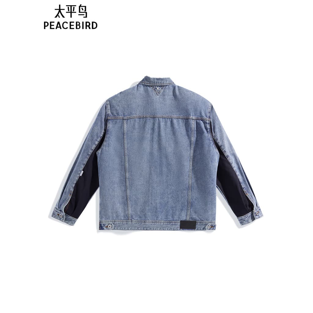 Taiping Bird Jaqueta Casual masculina moda confortável na moda costura jaqueta jeans clássica jaqueta de lapela