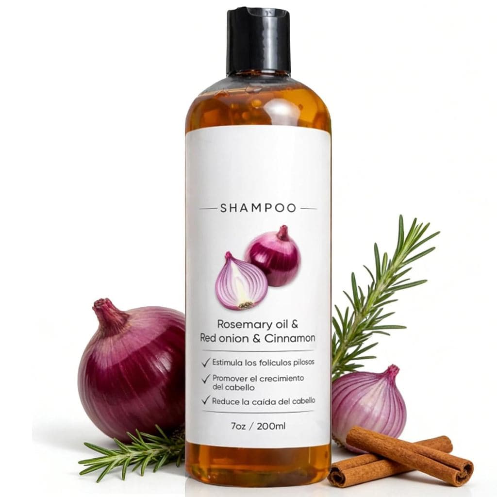 Shampoo Para Homens com Óleo de Alecrim, Cebola Vermelha e Canela, Shampoo de Cebola para Crescimento Capilar, Promove C
