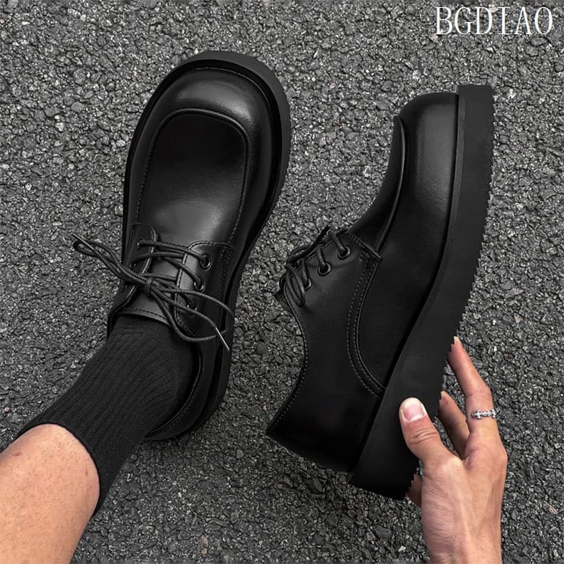 2025 Novo estilo de sola grossa aumentando sapatos de couro masculino estilo britânico respirável negócios Formal sapato