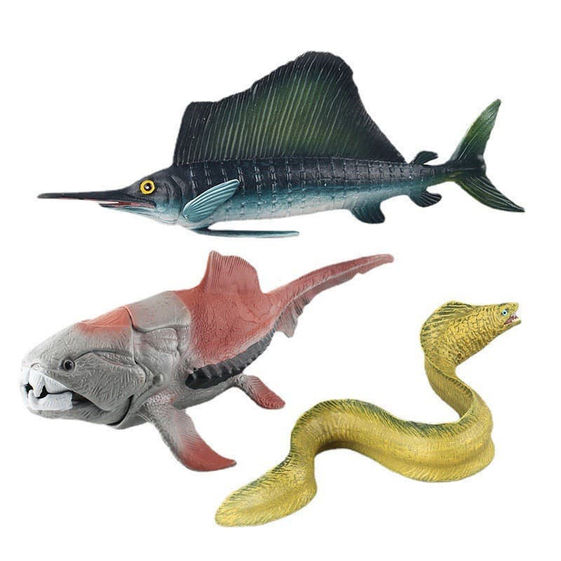 Enguias de Vida Marinha Realistas, Dunkleosteus, Peixe-vela Animais Subaquáticos Sólidos Brinquedos Educativos para Cria