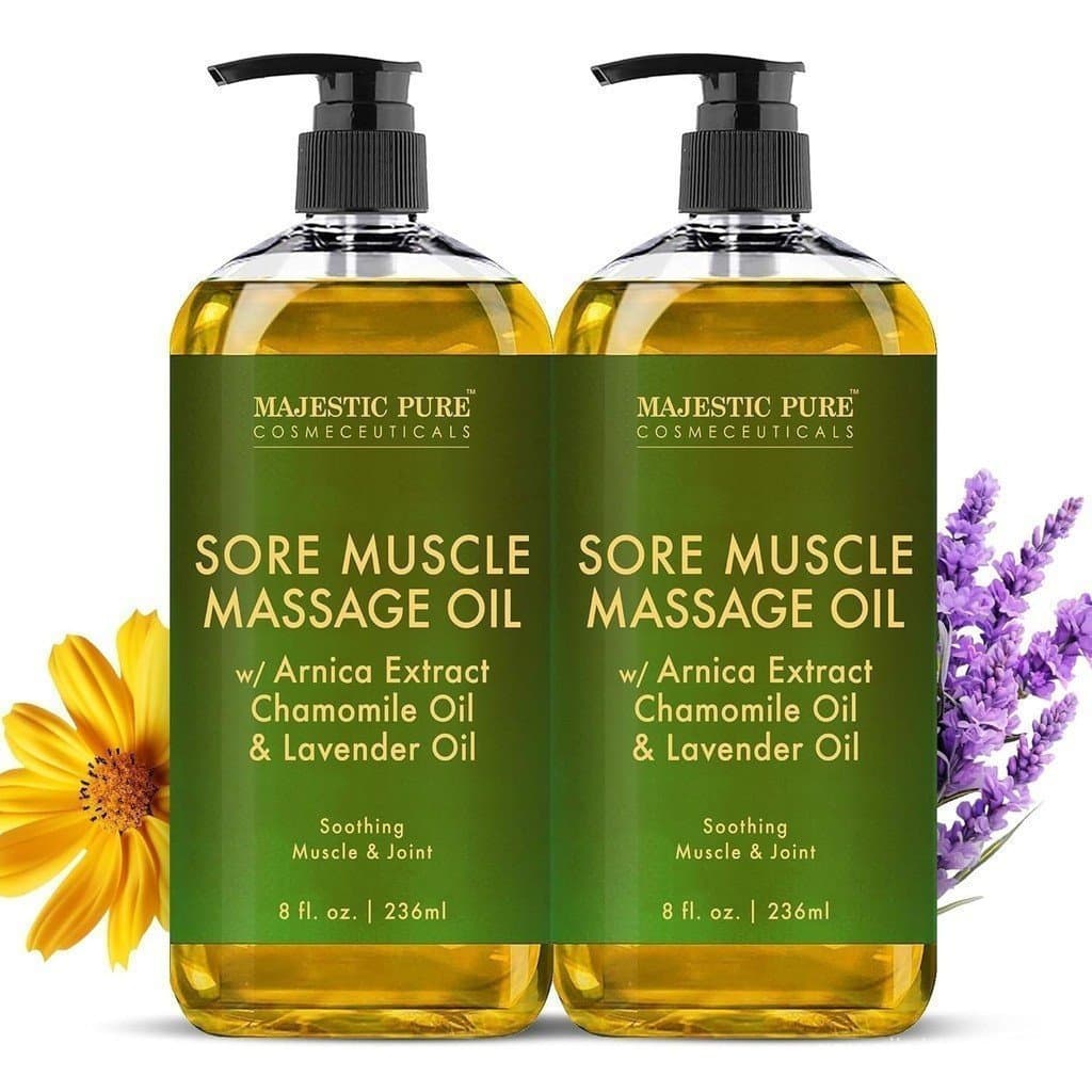 Óleo de Massagem Majestic Pure Arnica - Óleo natural para terapia de massagem, contendo óleos essenciais de lavanda e ar