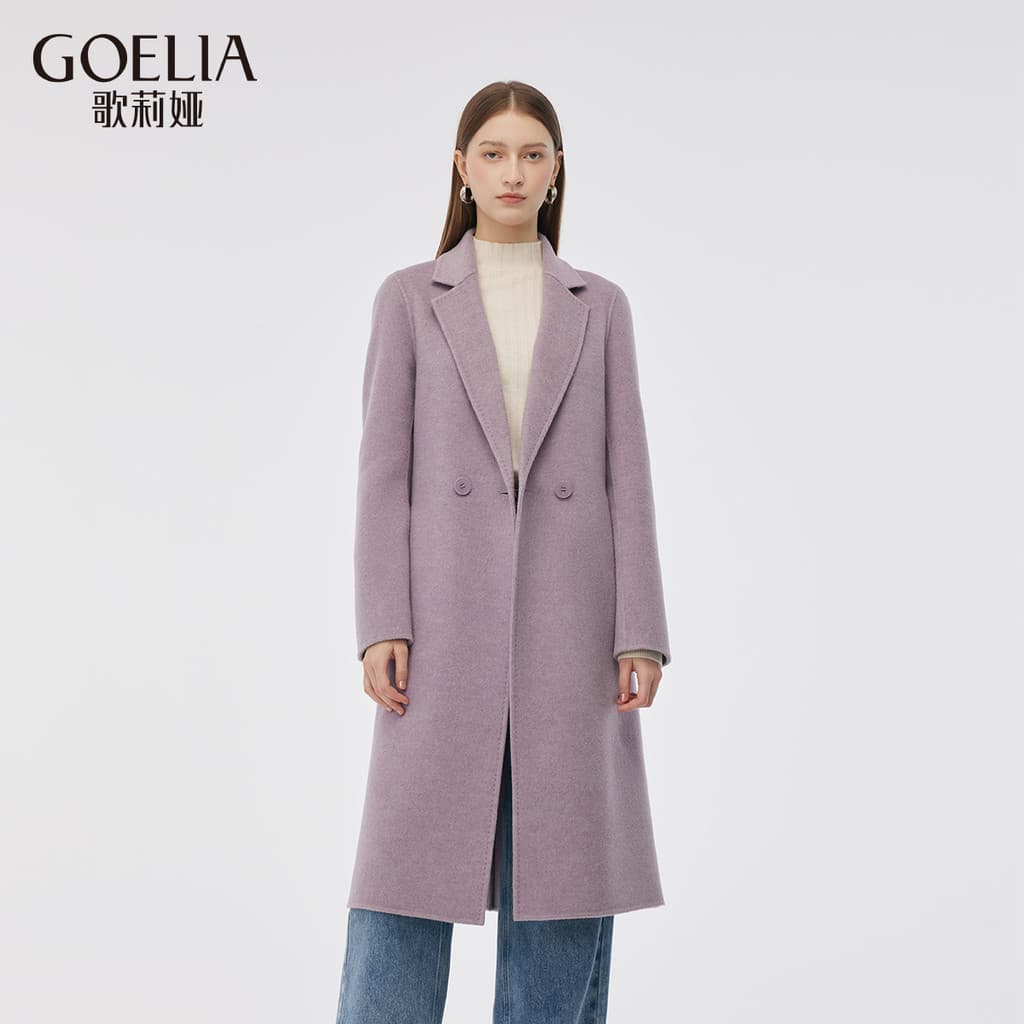 Gelia casaco de lã completo feminino outono inverno novo estilo High-End camisa de ano novo fino ajuste dupla face casac
