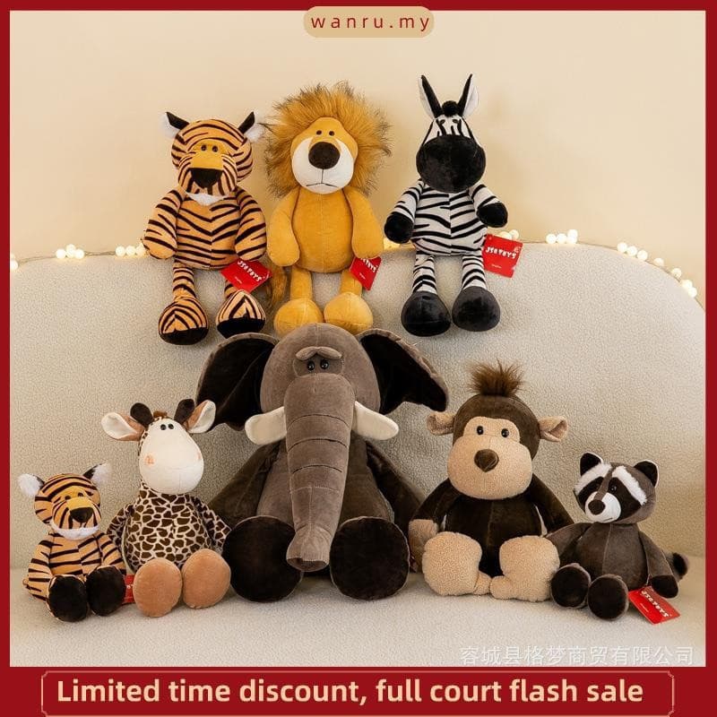 2535cm Brinquedos de Pelúcia Fofos para Crianças, Companheiros de Dormir, Bonecos de Animais da Selva, Elefante, Cão, Ti
