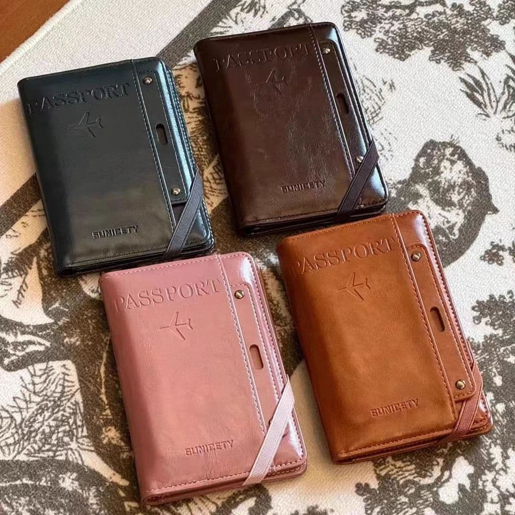 Porta-passaporte de viagem elegante e macio, organizador de documentos, porta-cartões anti-scan de alta qualidade, porta