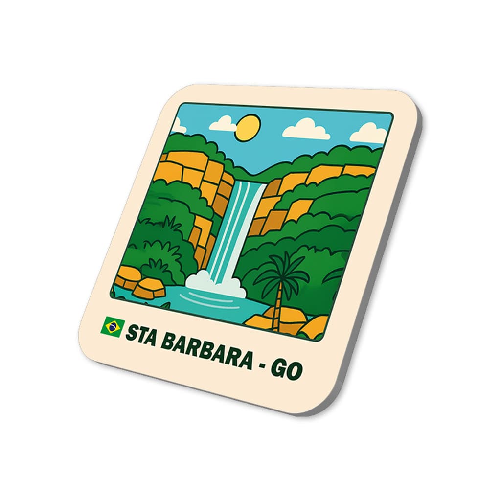 Imã Geladeira Turístico Santa Bárbara- Goiás Brasil 5x5cm De Metal