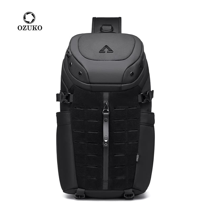 Ozuko bolsa de peito masculina, bolsa de ombro tática, roupa de rua, bolsa mensageiro esportiva ao ar livre, à prova d'á