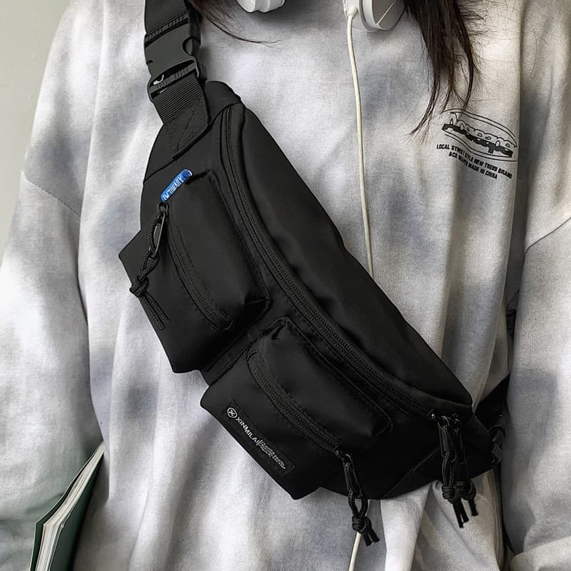 Bolsa de ombro mensageiro masculina, bolsa de peito masculina, roupa de rua, ferramentas japonesas, Casual, estudante, e