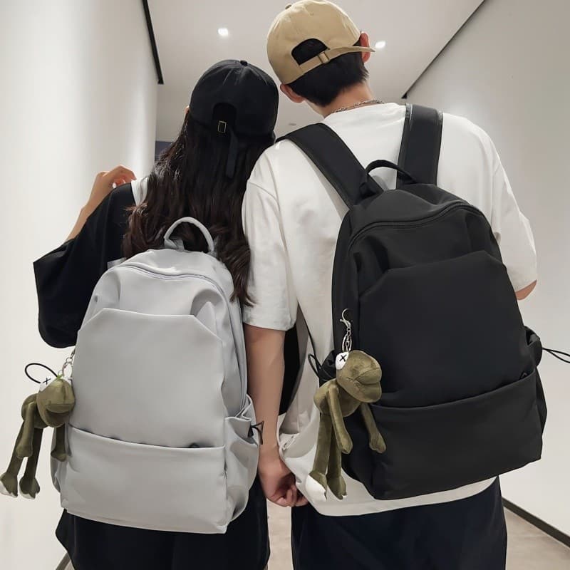 Mochila escolar feminina estudante universitário versão coreana ins simples All-Match cor sólida mochila de grande capac
